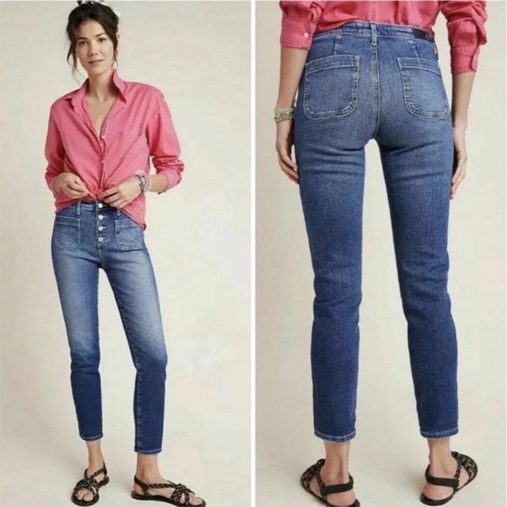 Adriano Goldschmied‎ Anthropologie Vintage Stevie Ankle Button Up Jeans Size 28R